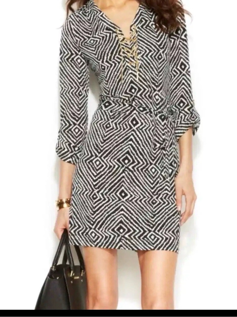 NWT MICHAEL Michael Kors Geometric Lace-Up Dress